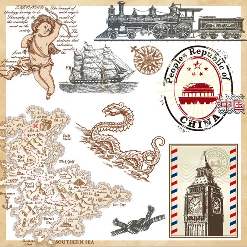 

Vintage Nautical map Postmark silicone clear stamp for Scrapbooking DIY decoration stamp photo album card stamps kids stationery