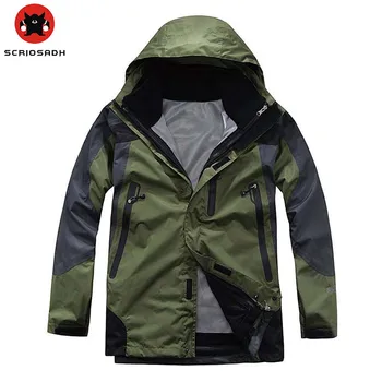 

2019 Men Outdoor Soft shell 3 in 1 Waterproof Jacket Thermal Fleece Windproof Two-piece Jacket Camping Hiking Skiing Jacket