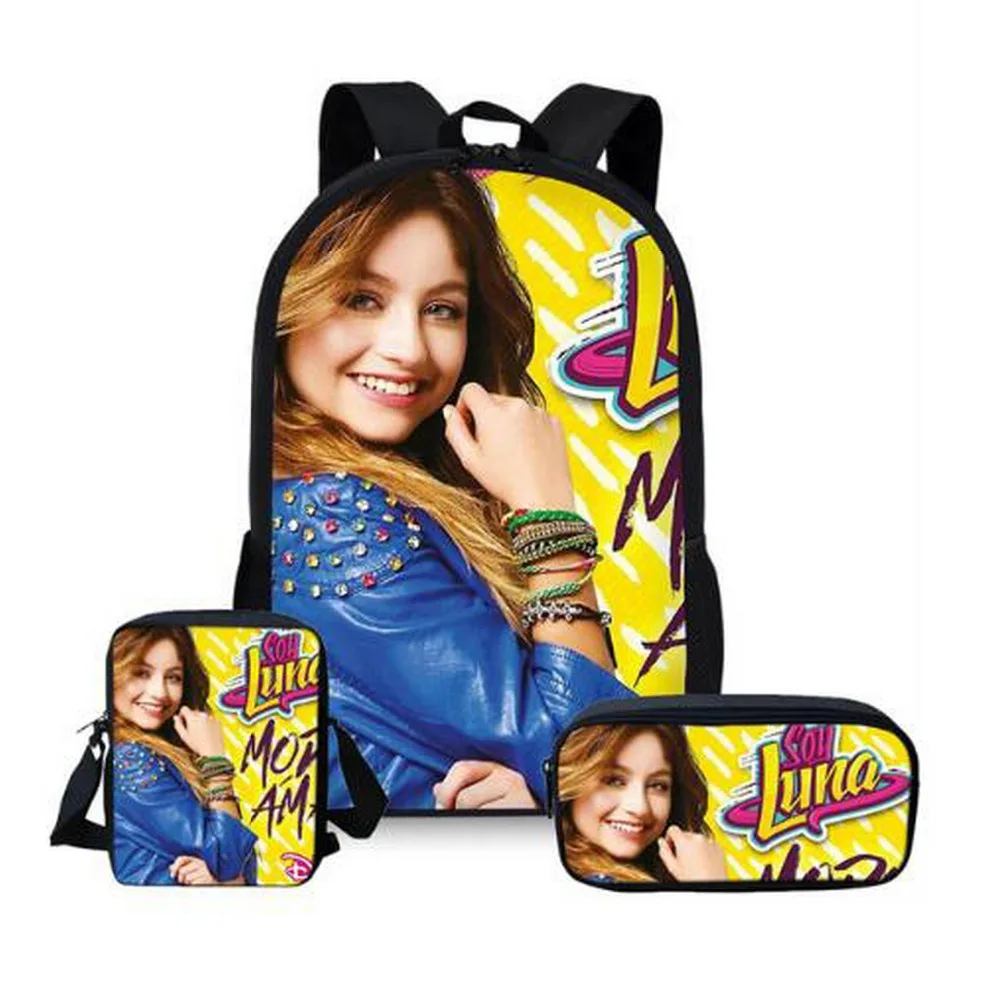 صورة مخصصة 3 قطعة/المجموعة الصويا لونا الطباعة الحقائب المدرسية فتى المدرسة الظهر الكتف Bagpack الأطفال حقيبة الكتب