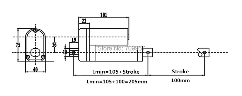 1500N = 150 кг = 330LBS нагрузка 5 мм/сек = 0,2 дюйма/Сек скорость 100 мм = 4 дюйма ход 12 В 24 В DC мини линейный привод DC трубчатый двигатель