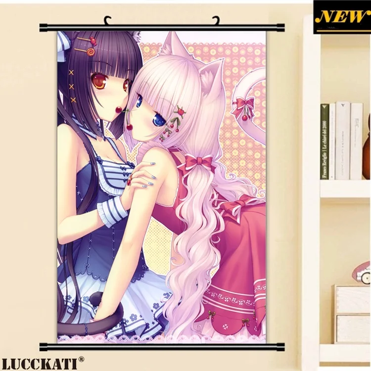 40X60 см Neko Para nekopara животные уши nekomimi хвост соски лоли мультфильм аниме Настенная картина Фреска плакат прокрутки холст живопись - Цвет: P