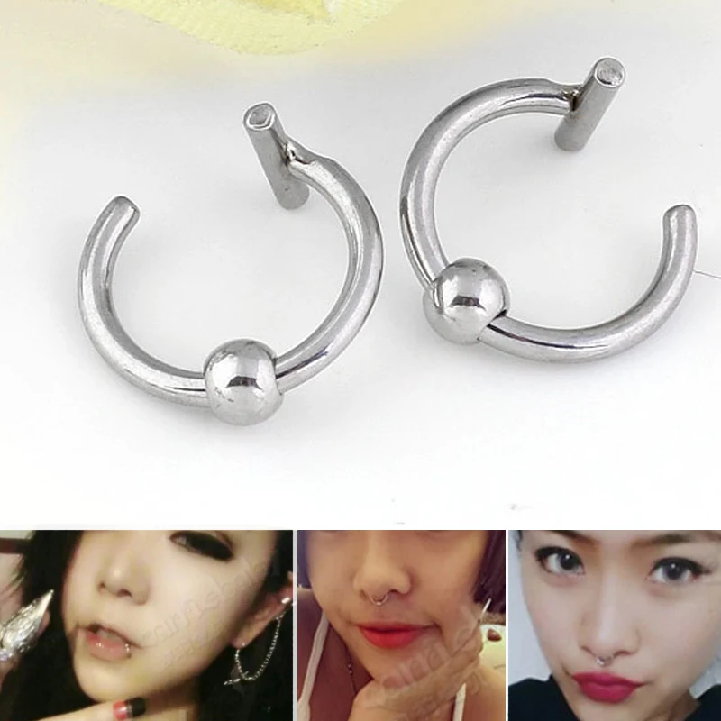 Jovivi Acero Inoxidable 16g Falso Nariz Labio Oreja Cartílago Tabique Anillo No Piercing 2