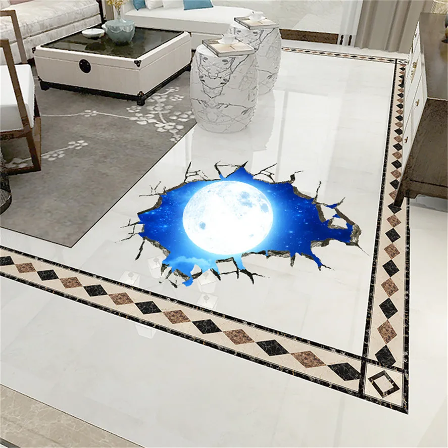 2019 New 3D Floor Stickers 1PC Removable 3D Star Series Floor Wall
