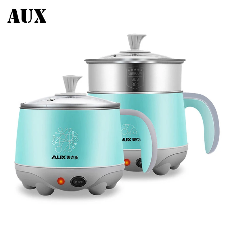 

AUX Mini Student Electric Hot Pot Multicookings Travel Cooker Lunch Box Noodle Cooker 600W Multi Cookers Egg Boilers Multicooker