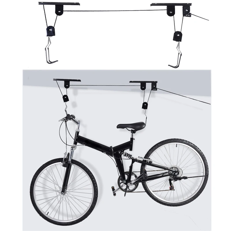 Us 28 37 29 Off Bicycle Lift Ceiling Mounted Hoist 45 Lbs Weight Capacity Bike Storage Garage Hanger Pulley Rack Lift Assemblies Hook Pulleys In