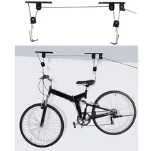 Bicycle Lift Ceiling Mounted Hoist 45 lbs Weight Capacity Bike Storage Garage Hanger Pulley Rack Lift Assemblies Hook Pulleys