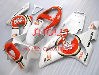 

White+Orange Lucky full Fairing for Ninja ZX-6R 03-04 ZX6R 03 04 ZX6R 636 2003-2004 ZX 6R 03 04 2003 2004