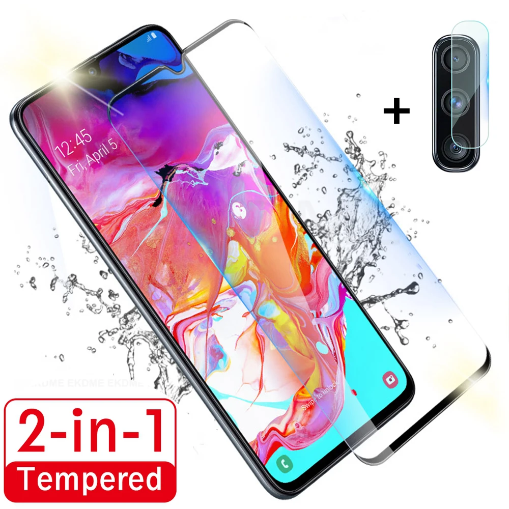 

2 In 1 9D Tempered Glass For Samsung Galaxy A70 A 70 A705F Full Cover Screen Protective Glass SM-A705FN Back Camera Lens Glass
