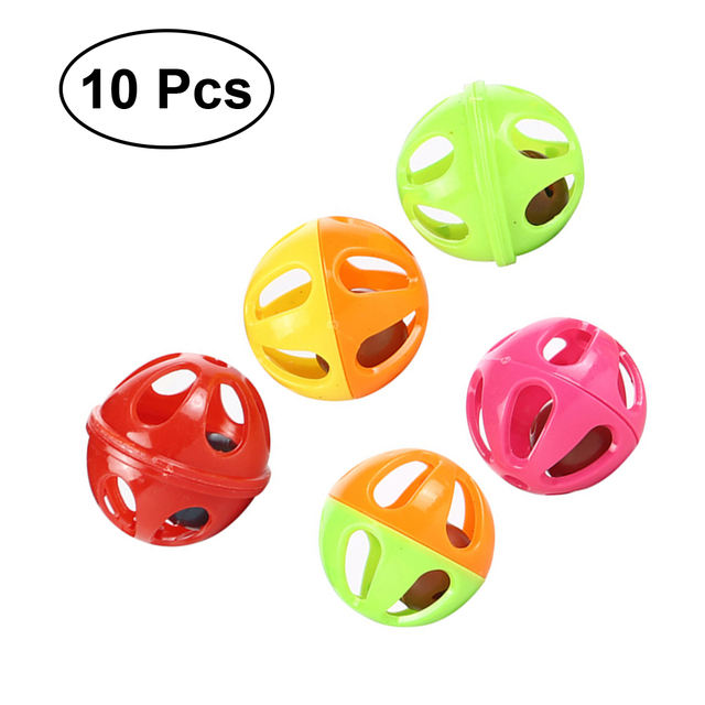 10pcs Balls Bell Toys For Cats Colorful Plastic Hollow Twotone Jingle