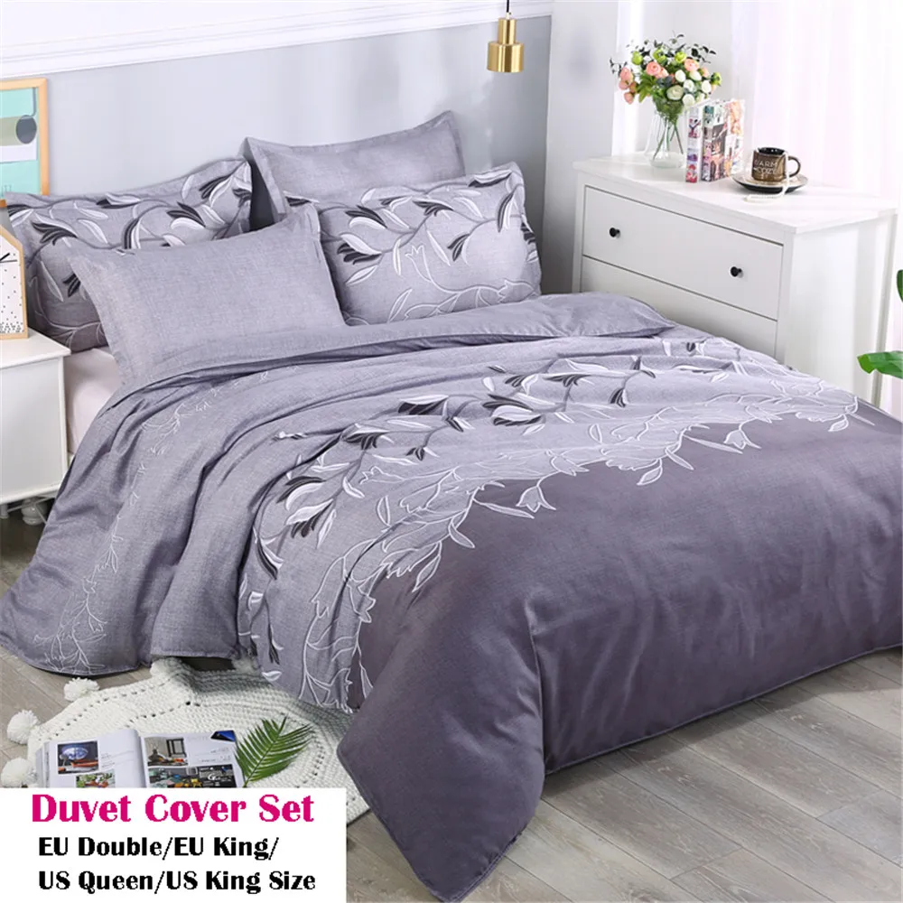 

3Pcs/set European Embroidered Duvet Cover & Pillowcases Set EU/AU/US Size Comforter Covers Grey/Purple/Red/Beige 4 Colors