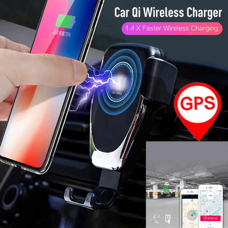  Auto GPS Tracker Tracking Device Locator Qi Drahtlose Auto Ladegerät Halter für IPhone Samsung Auto