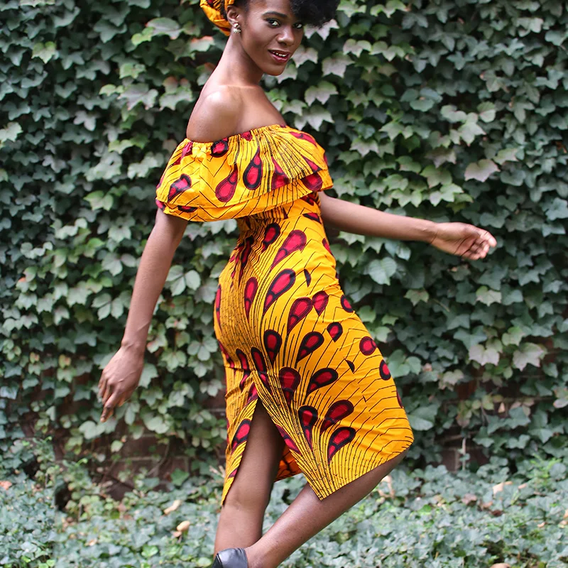 Африканские платья для женщин, Анкара, платья, сексуальное платье на одно плечо, Африканское Хлопковое платье с принтом, африканская традиционная одежда