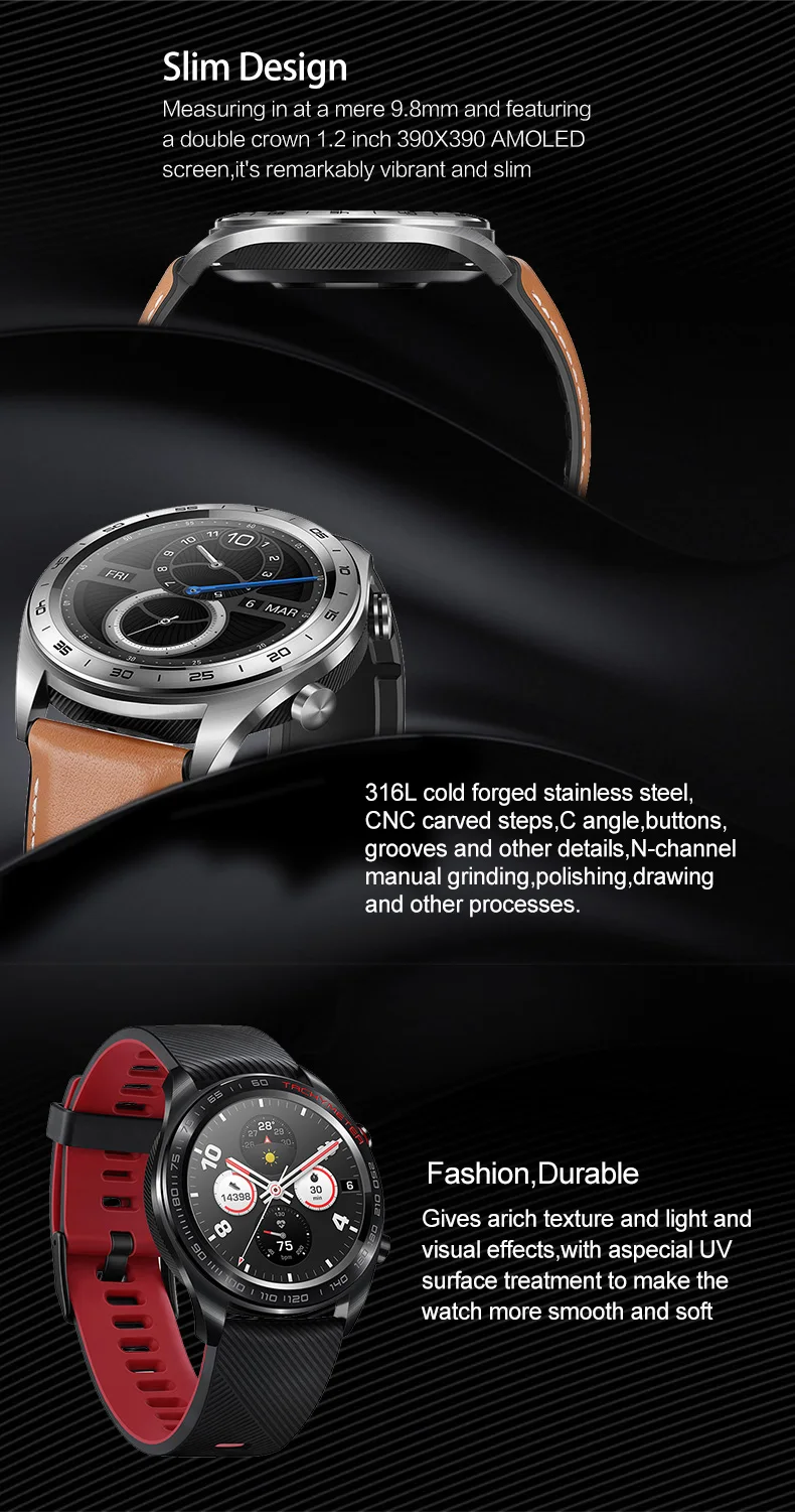 Huawei Honor Magic Watch 5ATM водонепроницаемый трекер сердечного ритма трекер сна напоминание Сообщения NFC gps спортивные умные часы 1,2 дюймов