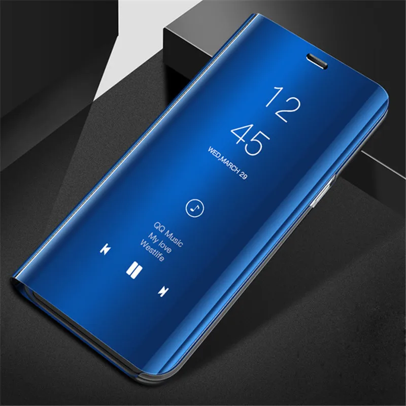 Чехол V15 Pro для VIVO V 15 Pro, флип-чехол, покрытие, зеркальное покрытие, прозрачный, смарт, пробуждение, вид, подставки, чехол для телефона, Fundas VIVO V 15 Pro capa - Цвет: blue