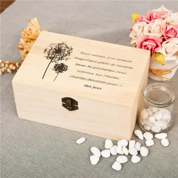

1PC Home Storage Box Natural Wooden With Lid Golden Lock Postcard Organizer Handmade Craft Jewelry Case Wedding Gift EJL 0906