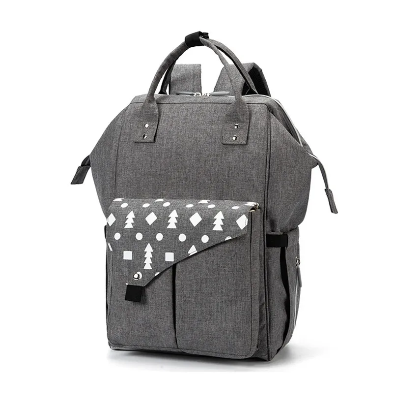 2019 Brand New Pockets Printed Shoulder Backpack Mother and Baby Solid Bag Fashion Multi-function Mummy Bag Large Capacity 04