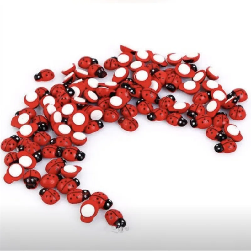 

Promotion DIY Cute 100 PCS/set Wooden ladybird ladybug sticker Child Kids Painted adhesive Craft party Holiday Home Decoration