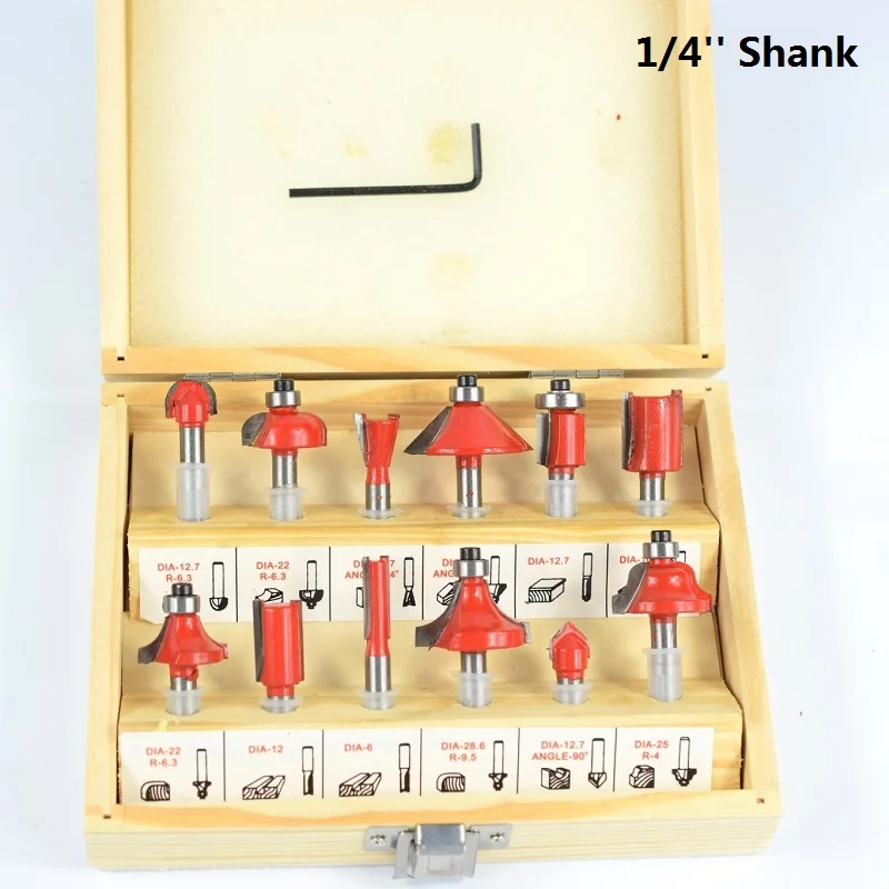 12pcs 6.35mm Shank XCAN 12 шт. 1/4 ''хвостовик карбида древесины маршрутизатор бит Набор древесины фрезы резьба по дереву бит 6 роутер подшипника бит - Длина режущей кромки: 12pcs 6.35mm Shank