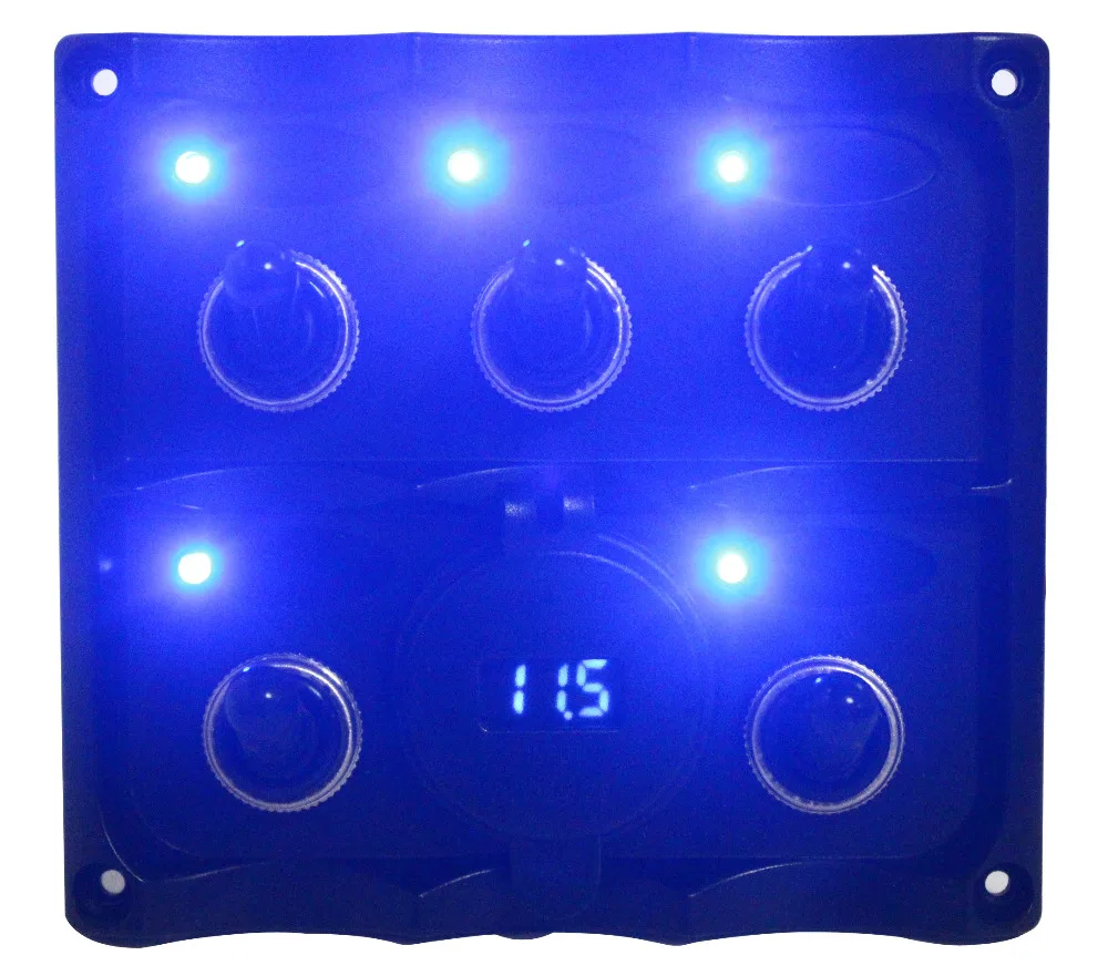 Truck RV Boat Bus 12V 24V 5 Gang Toggle Rocker Switch Panel USB Digital font b