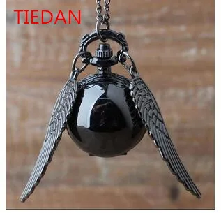 

Harry potter Fashion quartz Black and white Big wings pendant Children's woman men Necklace pocket watches