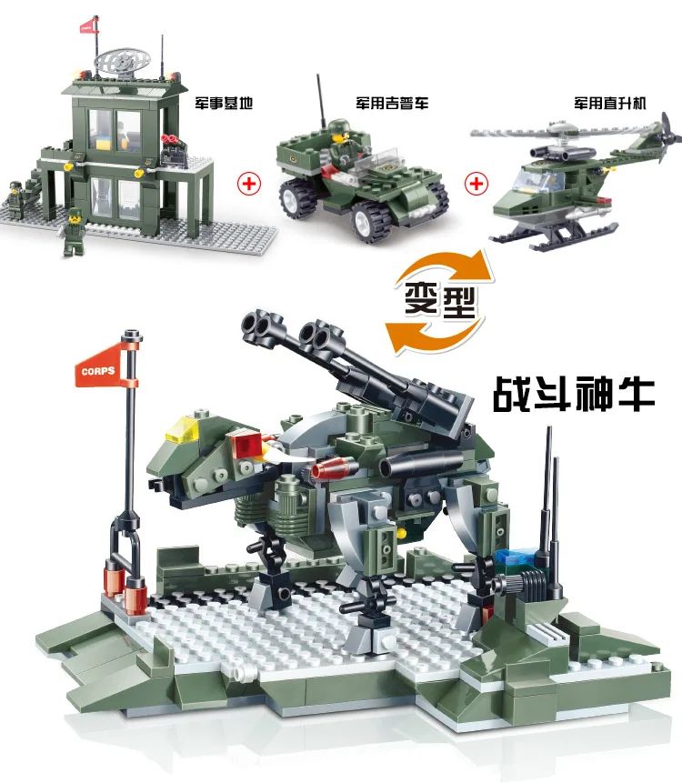 Модели Строительство Игрушка 425 23020 шт. армии Военная Униформа штаб база building Block