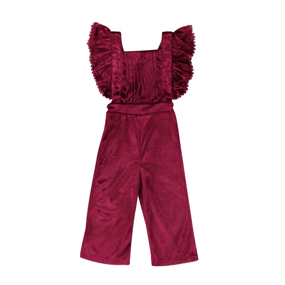 Children Clothing Pretty Toddler Kids Girls Velvet Overalls Backless Jumpsuit Outfit Summer