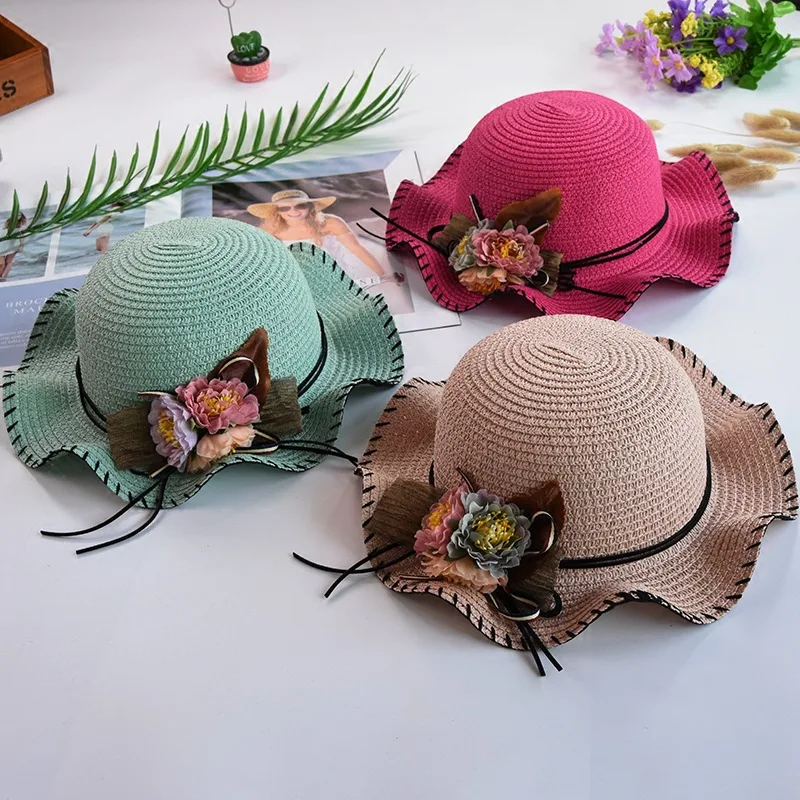 Новая модная детская шляпа, летняя Цветочная детская Солнцезащитная шляпа для девочек, солнцезащитные очки с цветком, Пляжная шапка для родителей, складные детские шапки