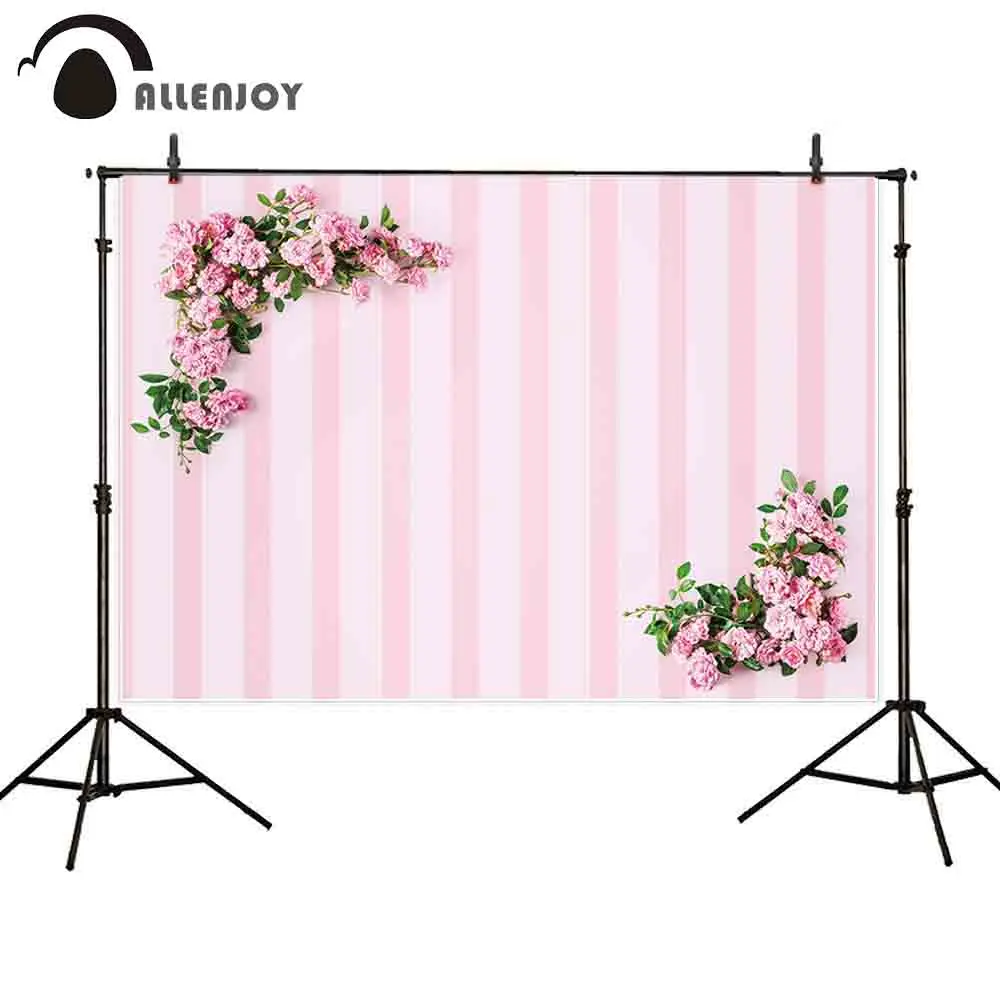 

Allenjoy photography photocall pink stripes flowers romantic wedding decoration fond photo mariage photozone banner backgrounds