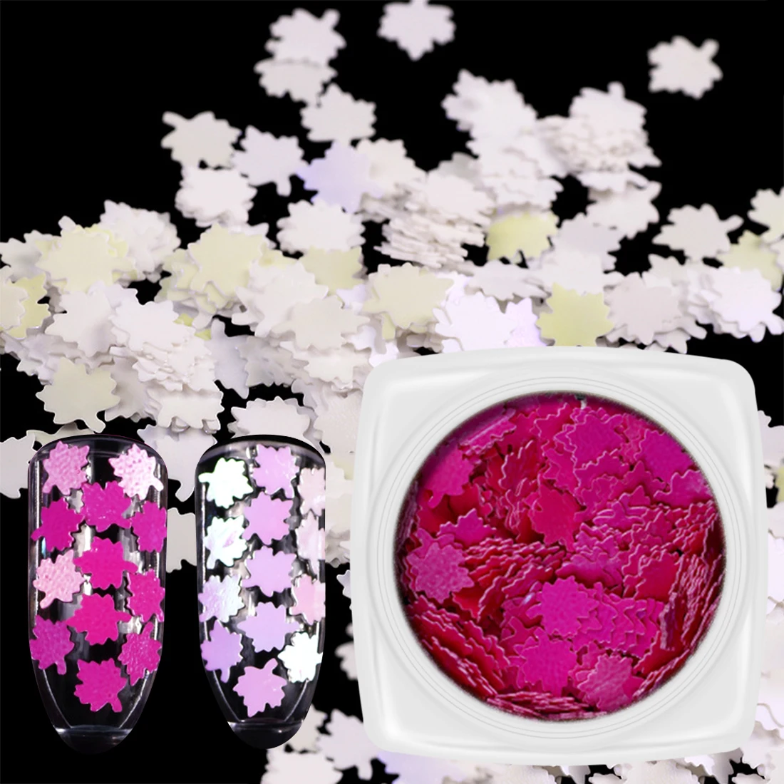 

Acrylic Nail Art Sequins Accessories True Color Maple Leaf Pattern 3D Paillette Polychrom Flake Finger Tips UV GEL Deocoration