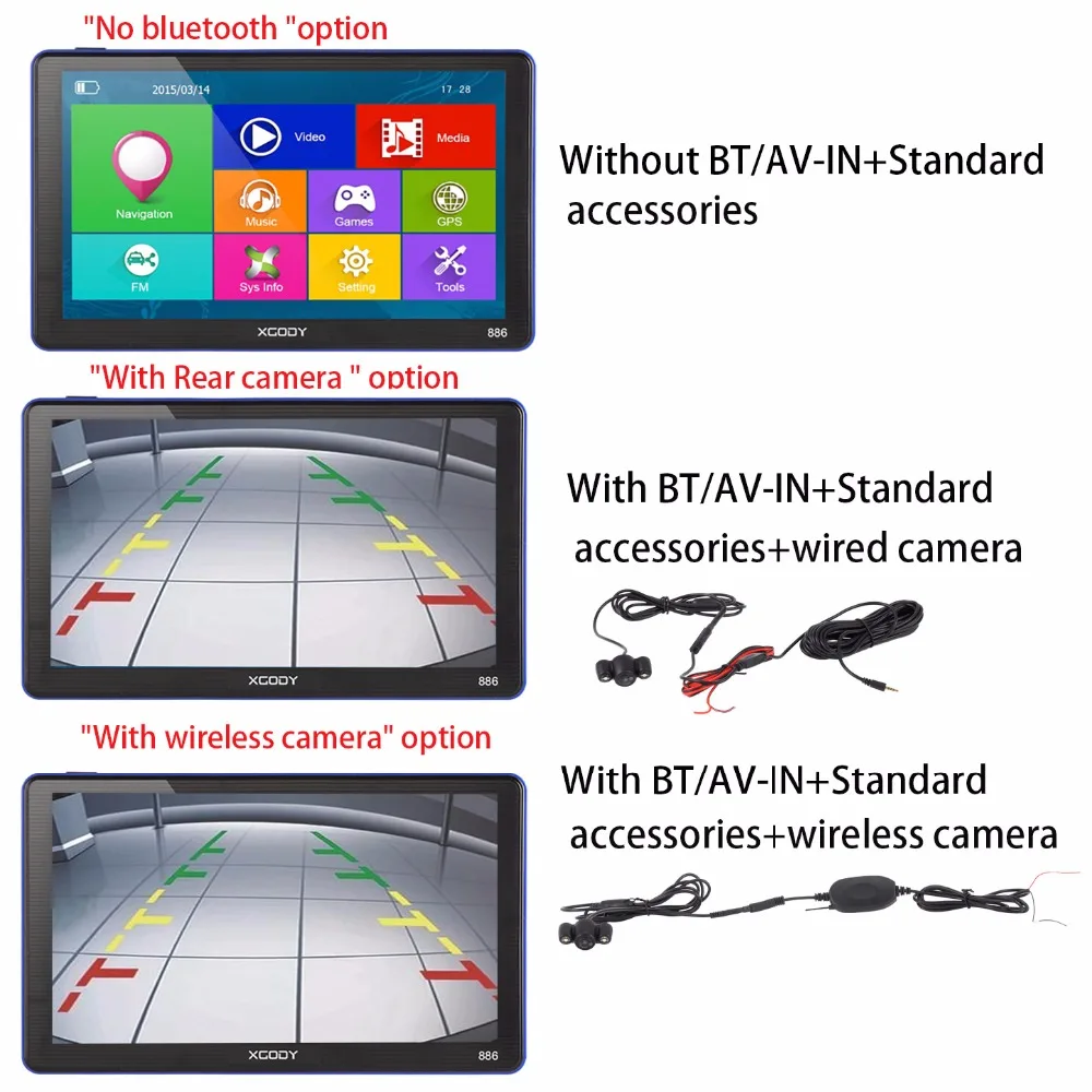 XGODY 7 pulgadas 886 coche camión navegación GPS 256 M + 8 GB pantalla capacitiva navegador FM + cámara de marcha atrás rusia EE. UU. AU 2018 UE mapa libre XGODY 7 pulgadas 886 coche camión navegación GPS 256 M + 8 GB pantalla capacitiva navegador FM + cámara de marcha atrás rusia EE. UU. AU 2018 UE mapa libre