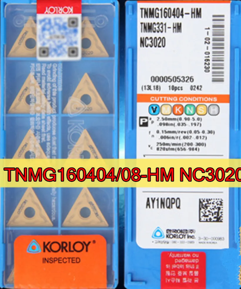 TNMG160404 TNMG160408-HM NC3020 10 шт./компл. KORLOY NC3020 вставки карбида обработки: сталь