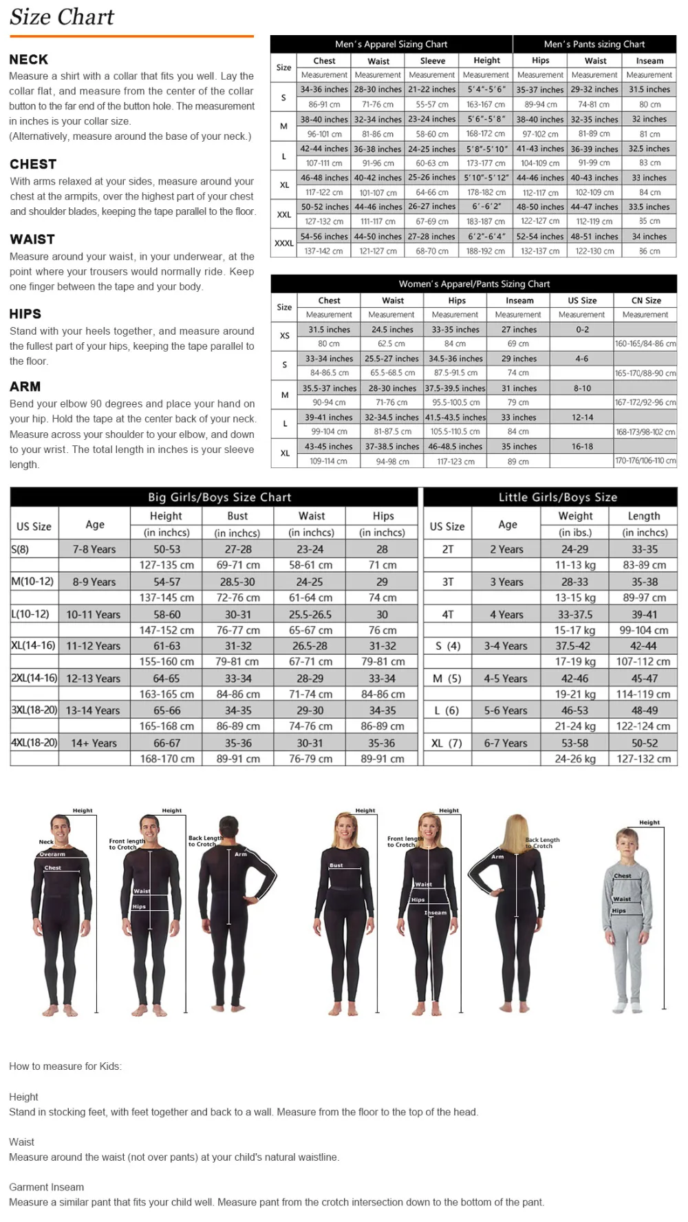 size- chart for all