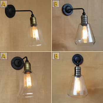 

Vintage American Rural Mediterranean Glass Livingroom Wall Lamp Creative Coffee Shop Decoration Lamp Bedroom Light Free Shipping