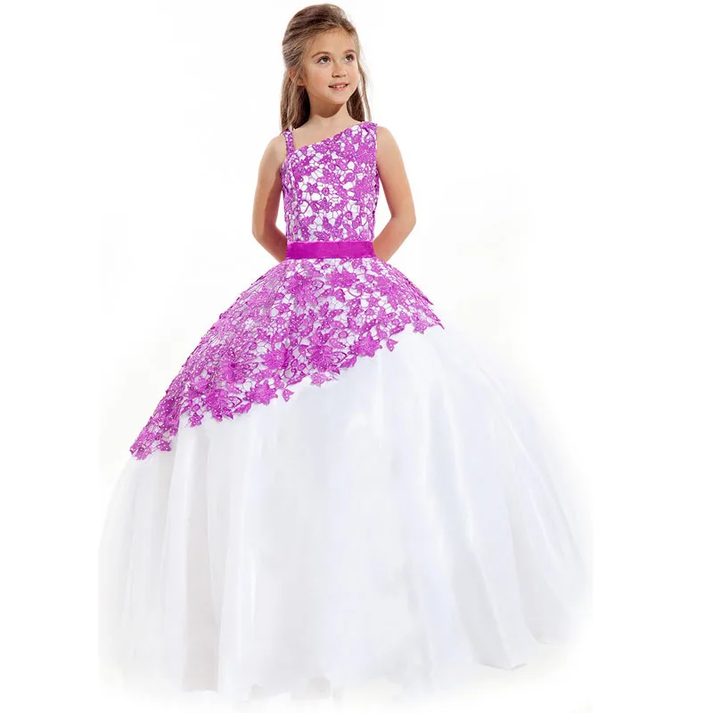 F3011 Tres Color Del Desfile Vestidos de Niña Vestidos de Primera Comunión Para Niñas con Apliques de Encaje de Longitud Especial de Un _ - AliExpress Mobile