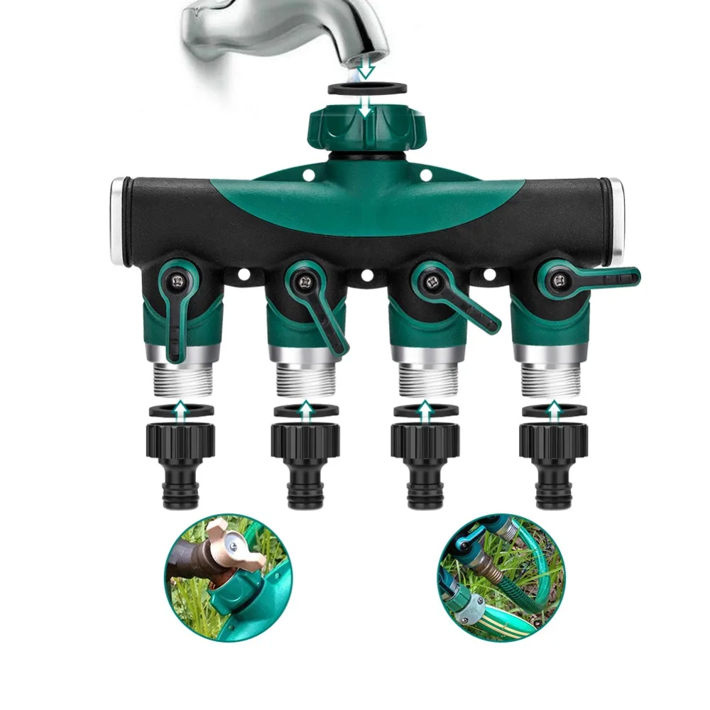 

2/4Way Garden Hose Splitter 3/4Inch Garden Water Connectors Hose Pipe Adapter Drip Irrigation Connectors Garden Watering System