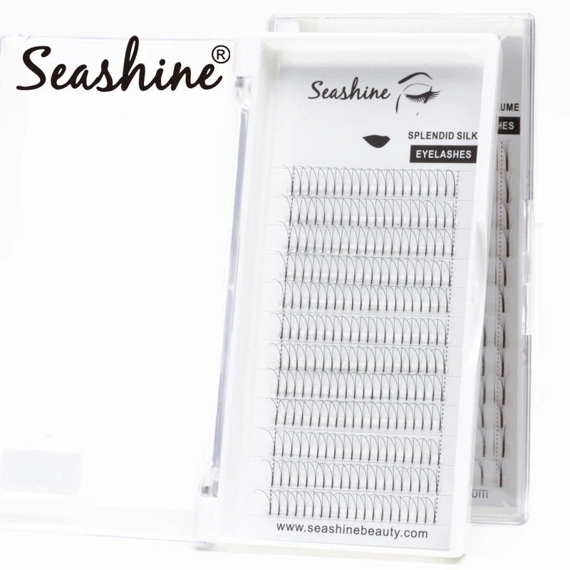 Seashine-abanicos de volumen prefabricados profesionales, extensiones de pestañas rusas, rizado C & D, extensiones de pestañas de visón falso