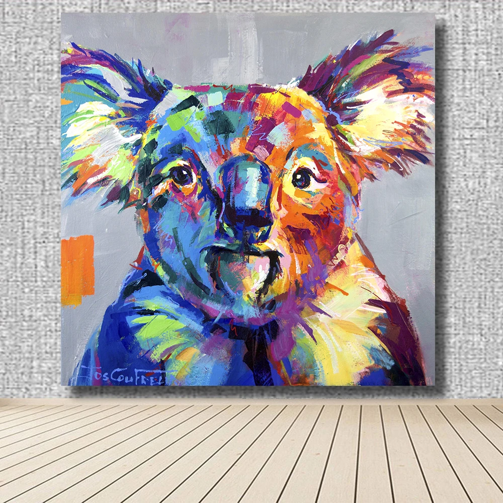 

HDARTISAN Quirky Koala Animal Oil Painting Acrylic on Canvas Art Prints for Living Room Home Decoration No Framed