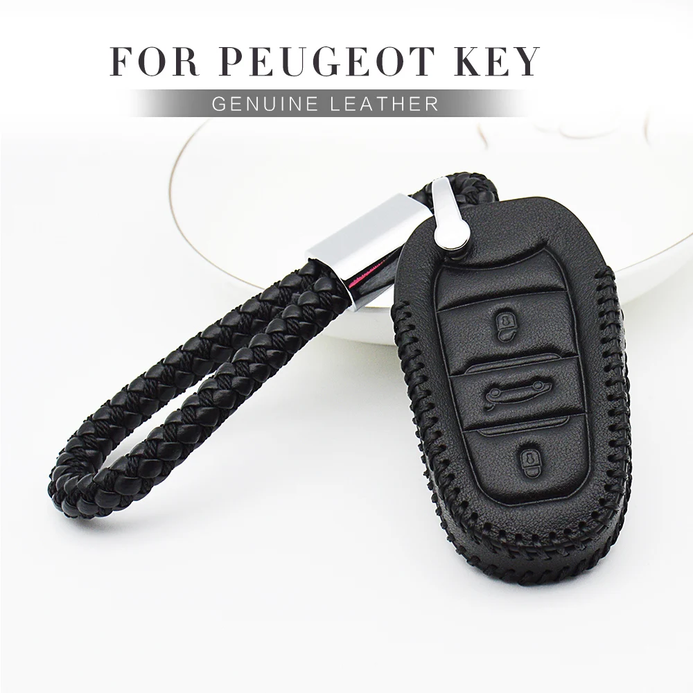 

Car Key Ring Cover For Peugeot 301 306 308 407 408 107 508 5008 207 206 2008 806 RCZ Boxer Expert Leather Key Case Accessories