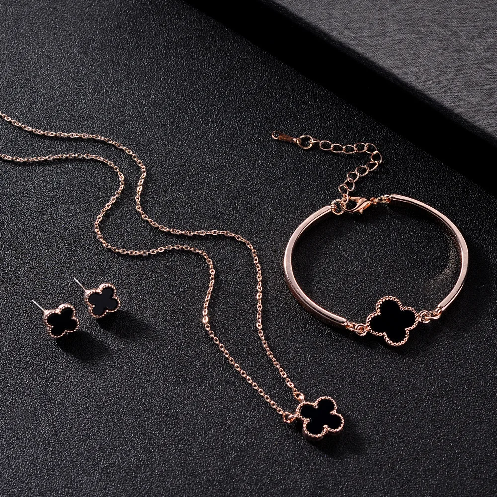 

2019 Hot sale Fashion Plating Gold jewelry sets Flower Crystal statement necklace and earrings bracelet wedding jewelry for wome