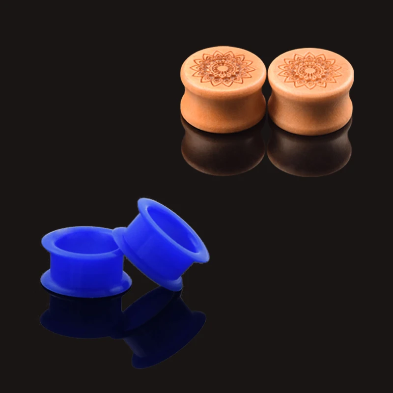 Украшения для тела Много Силиконовые Уха Expander Пирс Новые Деревянные Кожи