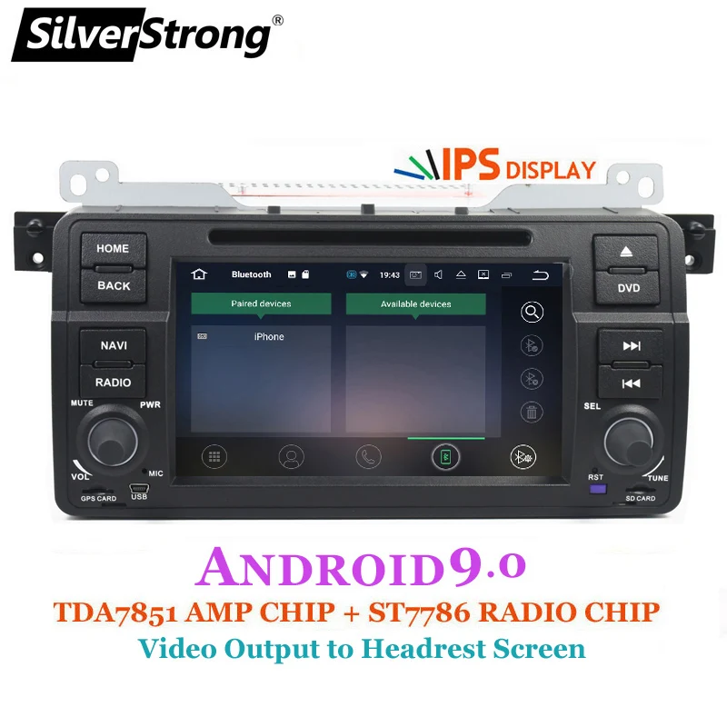 SilverStrong Android9.0 ips 1DIN E46 автомобильный DVD ips панель для BMW E46 DVD M3 Rover Авторадио E46 Android 2 Гб 16 Гб зеркальное соединение