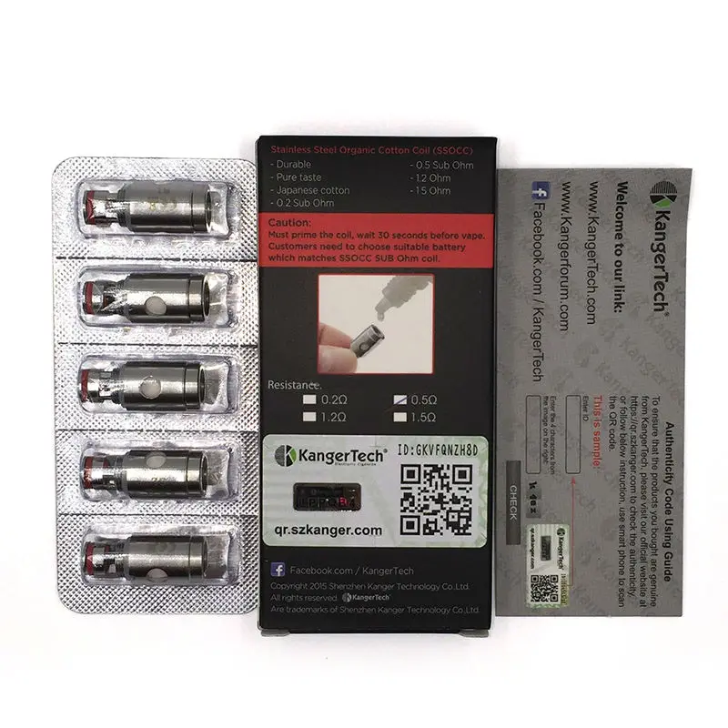 

10pcs Original KangerTech Clapton Coil 0.5ohm Resistance Stainless Steel Kanthal wire Janpan Cotton for Subtank /TOPTANK /NEBOX