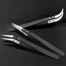 3 шт. из нержавеющей стали Ручка керамический термостойкий Изогнутый наконечник наконечники прямой направленный изогнутый Прицельный Пинцет черный