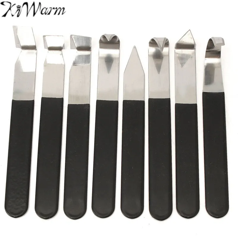 

KiWarm 8Pcs/Set Pottery Wax Clay Carvers Carving Sculpture Hand Tools Trimming Sculpting Sculpt Smoothing Carving Tool Art Sets