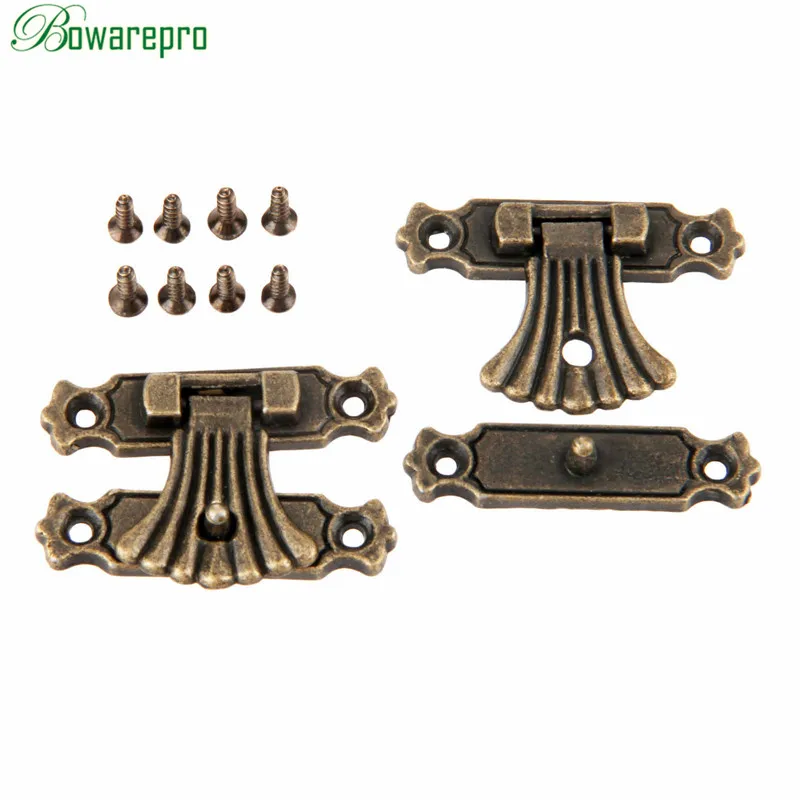 Antique Bronze Hasps Jewelry Wooden Box Case Toggle Hasp Latch Vintage Hardware Furniture Accessories + Screws 37*27mm*2
