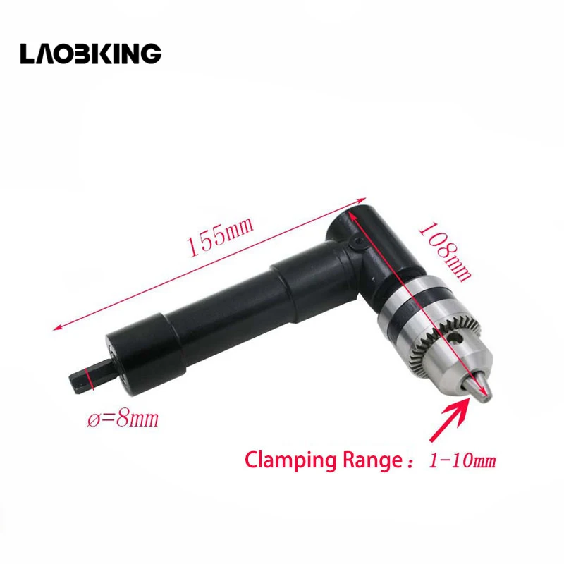 

3/8" Right Angle 90 Degree Cordless Drill Attachment With Keyless Chuck
