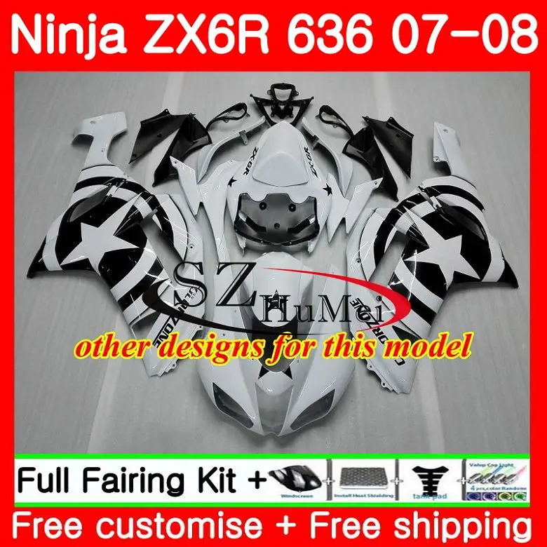 Зеленый черный Средства ухода за кожей для Kawasaki Ninja ZX 6R 07-08 600cc ZX-636 ZX636 8sh18 zx600 ZX6R 07 08 ZX 636 ZX-6R 2007 2008 Обтекатели комплект