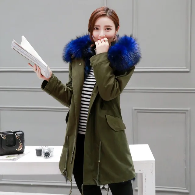 Cheap HIgh fashion cold winter outwear 2016 new natural fox real fox fur lined parka with natural big size raccoon fur collar trim
