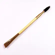 New Professional 1PCS Makeup Bamboo Handle Double Eyebrow Brush + Eyebrow Comb Gold
