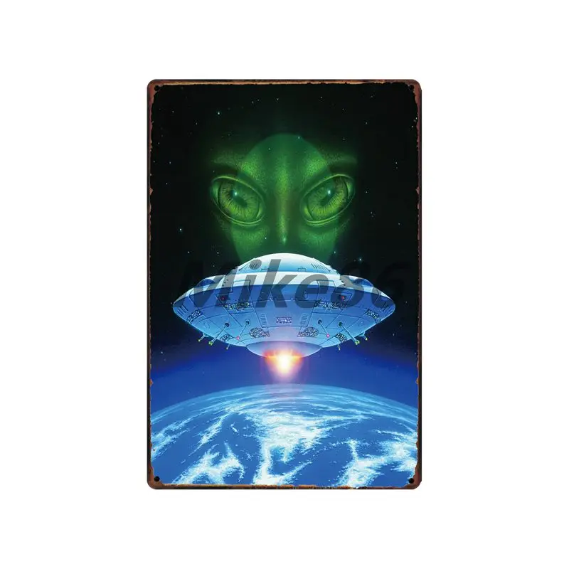 [Mike86] Wanring области 51 я хочу поверить НЛО инопланетяне металлический знак настенные таблички Плакат на заказ живопись декор комнаты художественный LT-1695 - Цвет: SA-4182